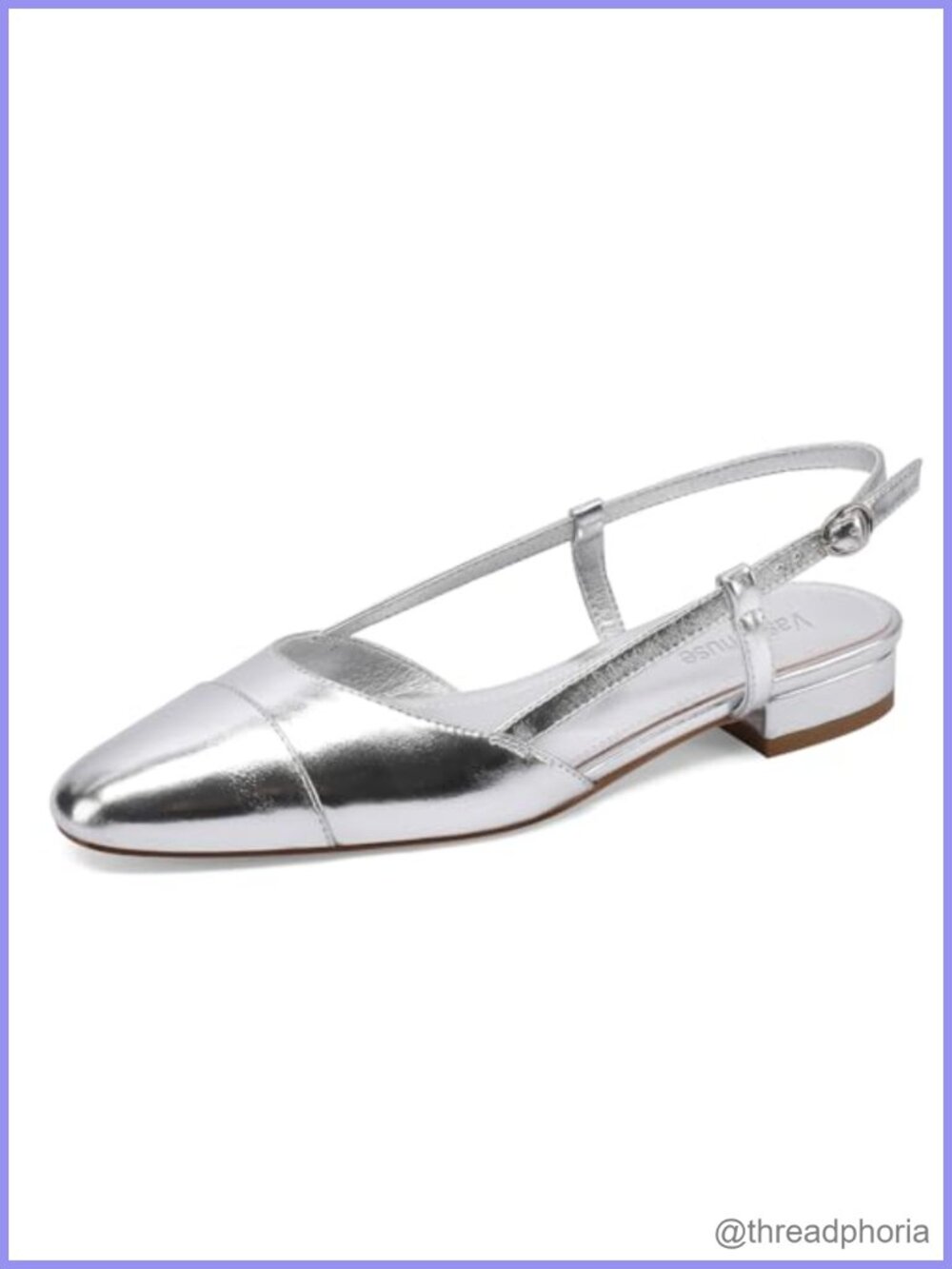 Faux Leather Slingback Flats Two-Toned Double Strap Block Heel Dressy